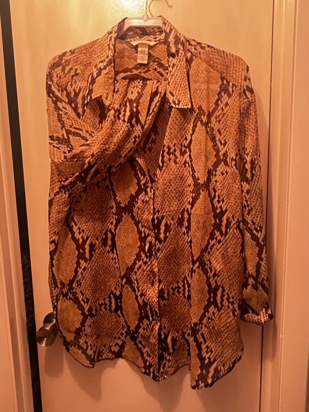 H&M Snake Print Blouse - Brown and Black XL - Picture 4 of 7